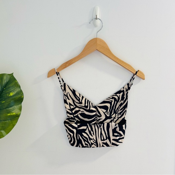 ZARA | Zebra Cropped Vneck Tank Top Size XS - Picture 3 of 6